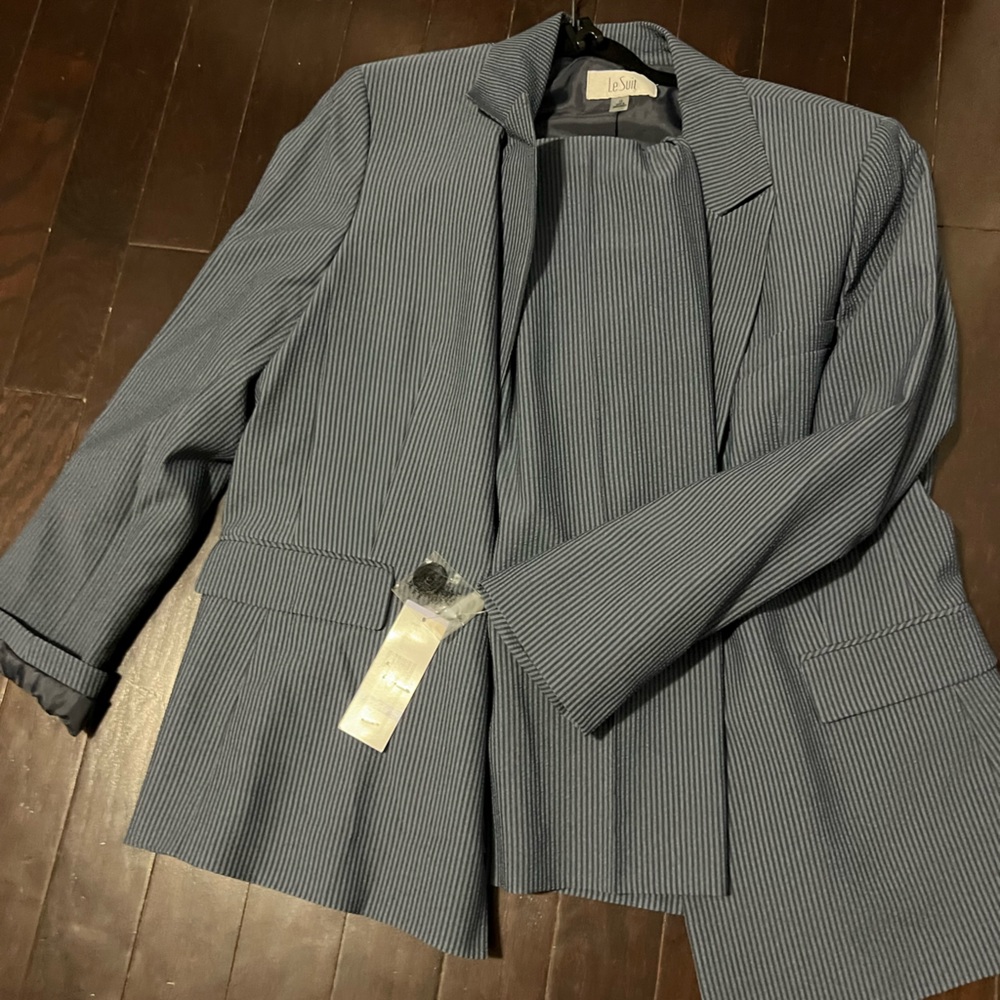 Women's Striped Peak-Collar Extended-Tab Pantsuit